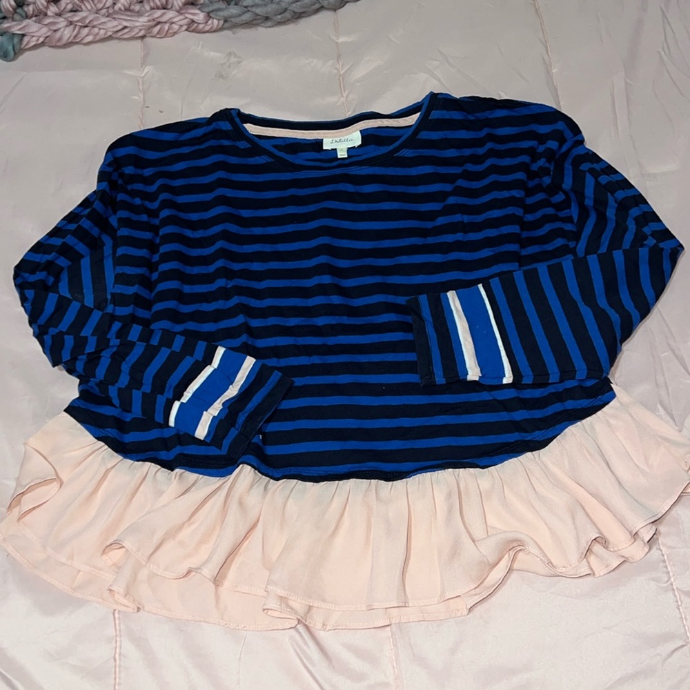 Flowing Stripe Peplum Top